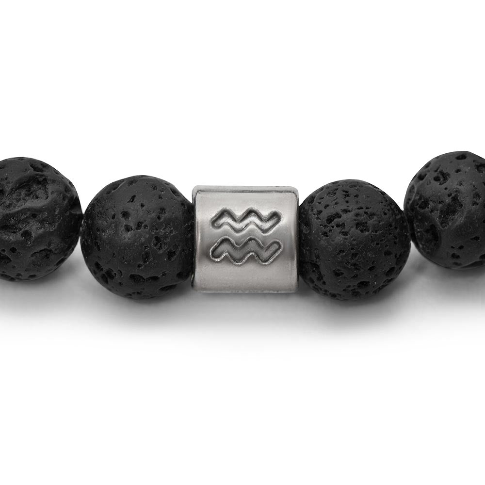 Sterrenbeeld Edelsteen Armband - Lavasteen Zilver - Horoscoop Armband