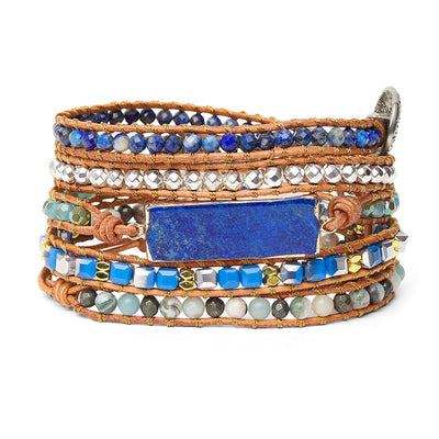 Lapis Lazuli Wikkelarmband - Blok - Verstelbaar