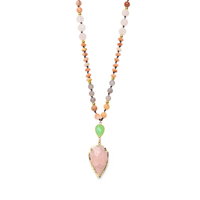 Rozenkwarts Cupido Ketting - Mala Pijlpunt - Jaspis & Aventurijn - Pijlpunt
