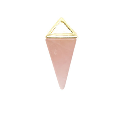 Rozenkwarts Hanger - Ketting Pendel - Gouden Piramide