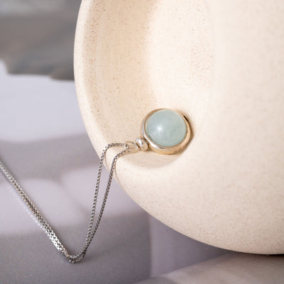 Aquamarijn Ketting - Edelsteen Hanger - 925 Sterling Zilver - Kalmering