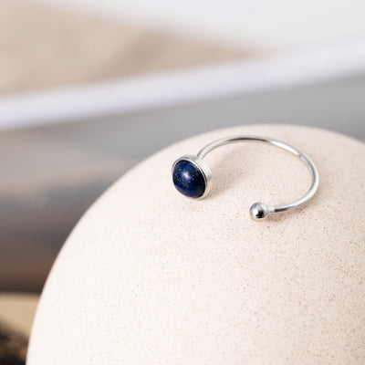 Lapis Lazuli Ring - 925 Sterling Zilver - Open Edelsteen Ring - Creativiteit