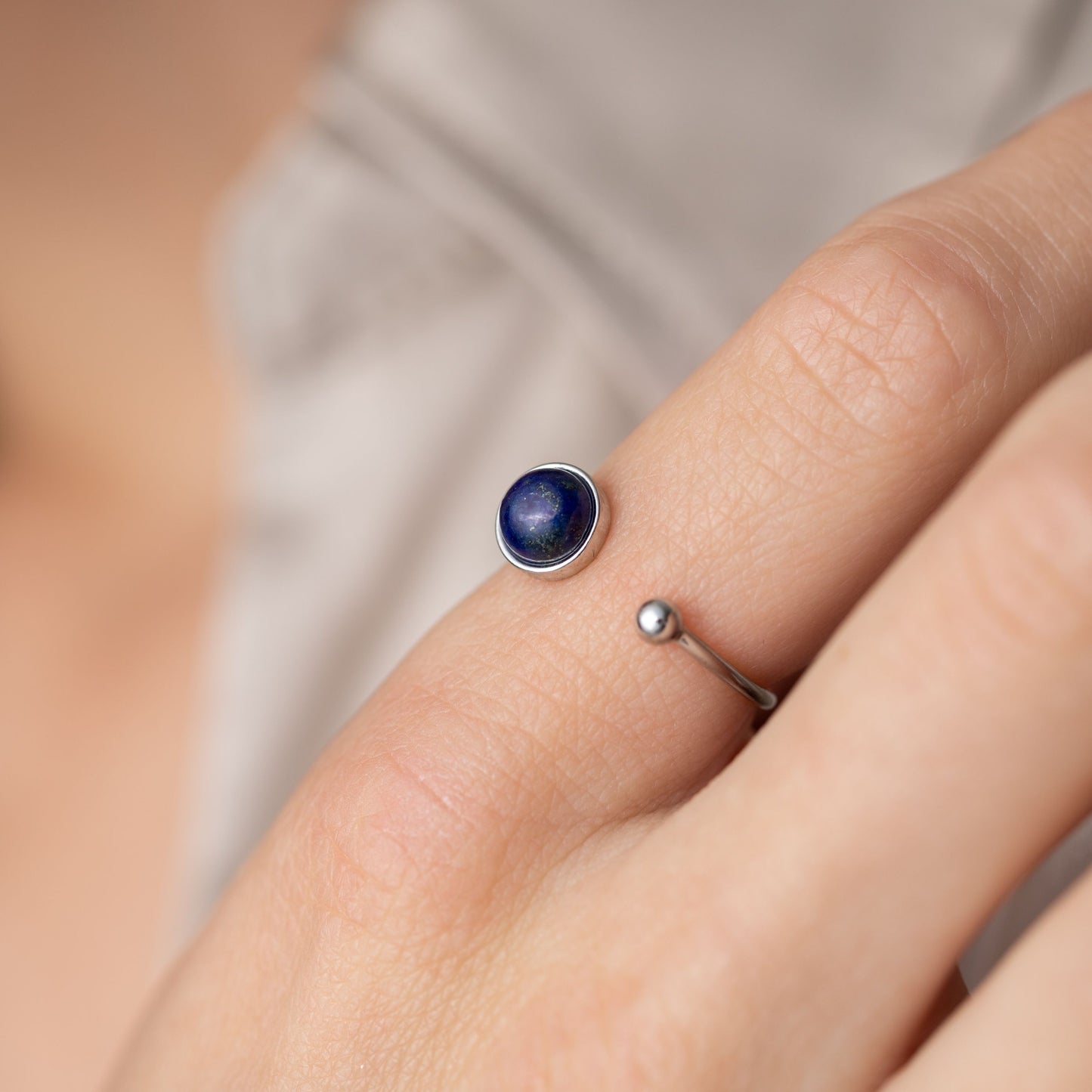 Lapis Lazuli Ring - 925 Sterling Zilver - Open Edelsteen Ring - Creativiteit