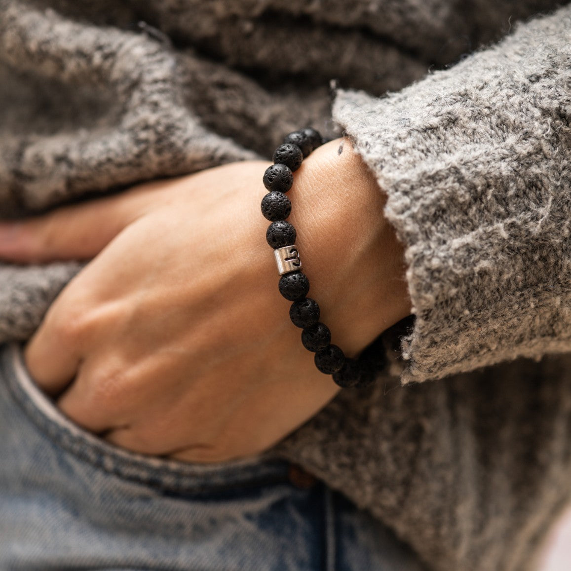 Sterrenbeeld Edelsteen Armband - Lavasteen Zilver - Horoscoop Armband