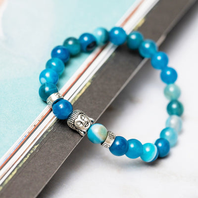 Boeddha Armband - Sky Blue - Agaat - Rust