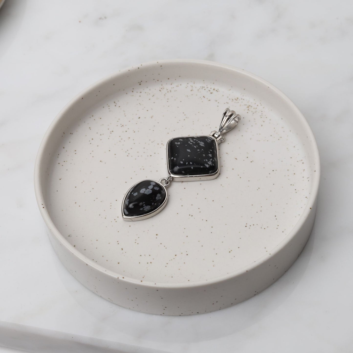 Obsidiaan Hanger - Sneeuwvlok Obsidiaan Dubbelhanger - Druppel - Eerlijkheid