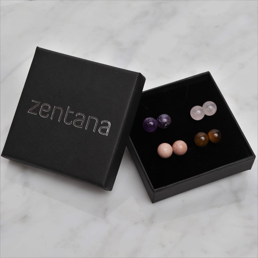 Set van 4 Oorstekers - Edelsteen Oorbellen - Mix - Oorknopjes Edelstenen