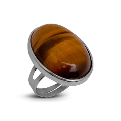Tijgeroog Ring - Cabochon Edelsteen - Inzicht