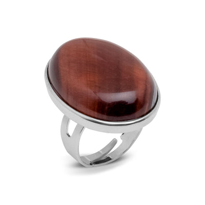 Rode Tijgeroog Ring - Cabochon Edelsteen - Doelgerichtheid