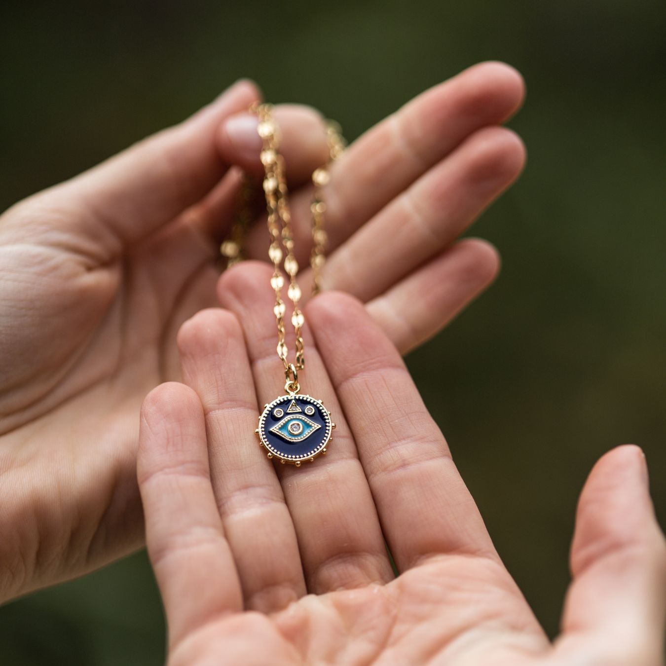 Boos Oog Ketting - Nazar Blauw - Goud Verguld