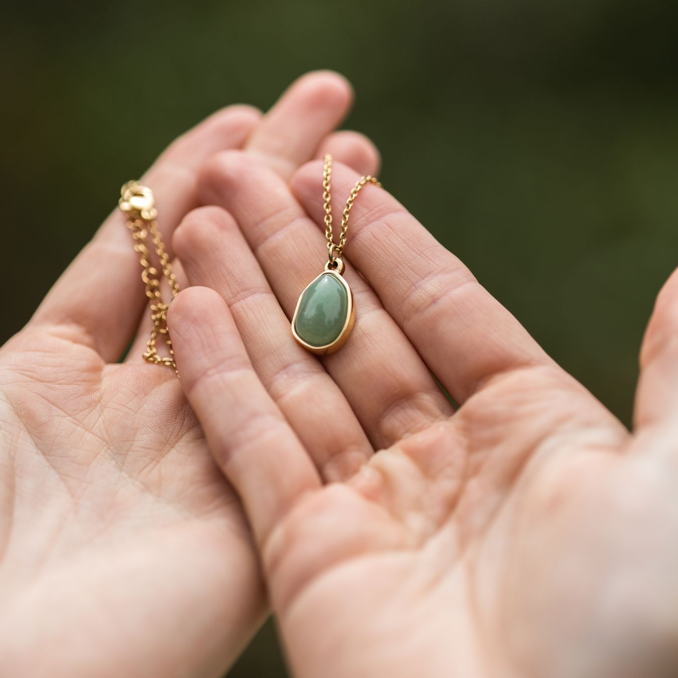 Groene Aventurijn Ketting - 18K Goud Verguld - Edelsteen Hanger - Creativiteit