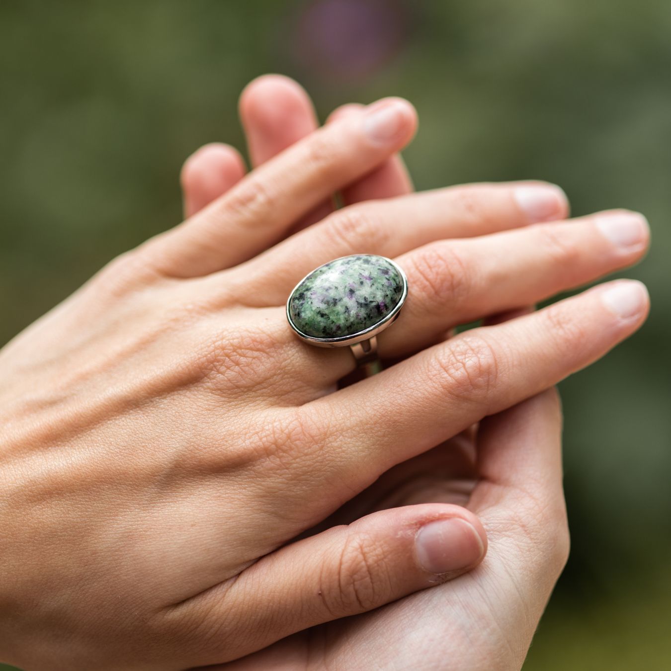 Zoisiet Robijn Ring - Cabochon Edelsteen - Positiviteit