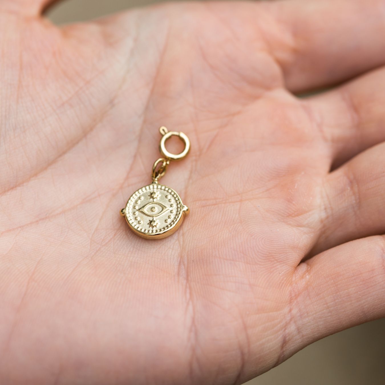 Boos Oog Ketting - Nazar Muntje Hanger - RVS - Goud