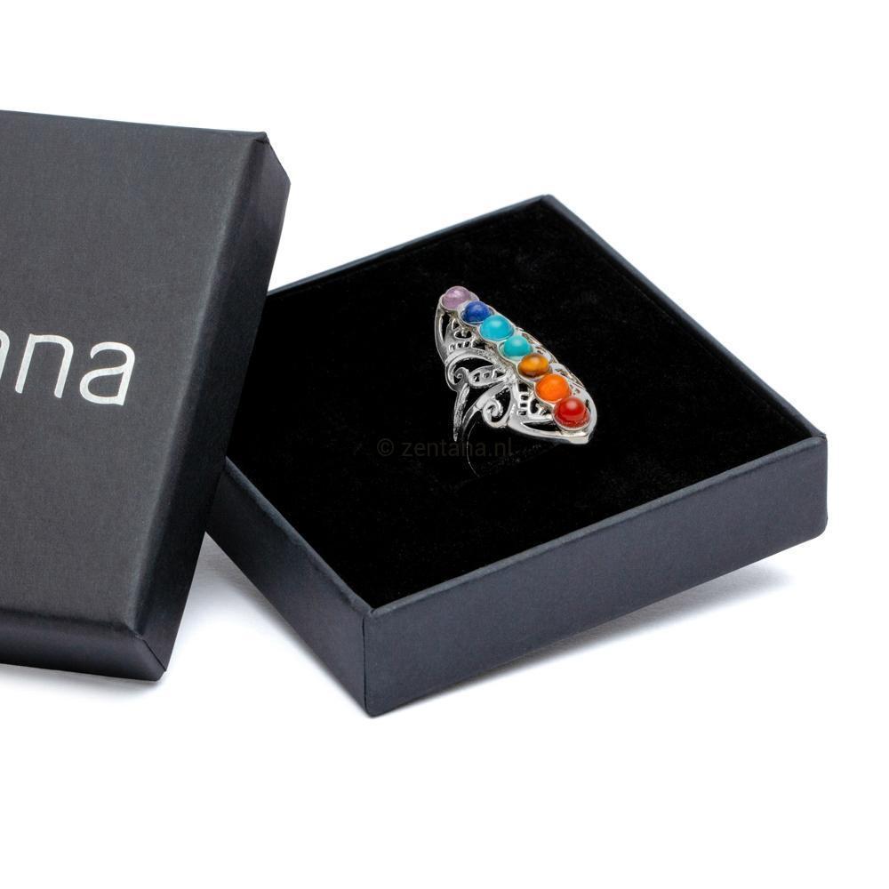 7 Chakra Ring - 7 Edelstenen - Verstelbaar-Chakra ring-Zentana