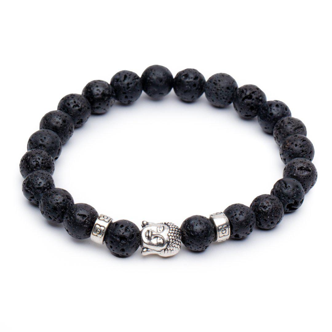 Boeddha Armband - Lavasteen Zilverkleurig - Doorzetten-Boeddha armband-Zentana
