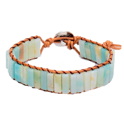 Bohemian Armband - Leer & Amazoniet - Evenwicht-Armband Amazoniet-Zentana
