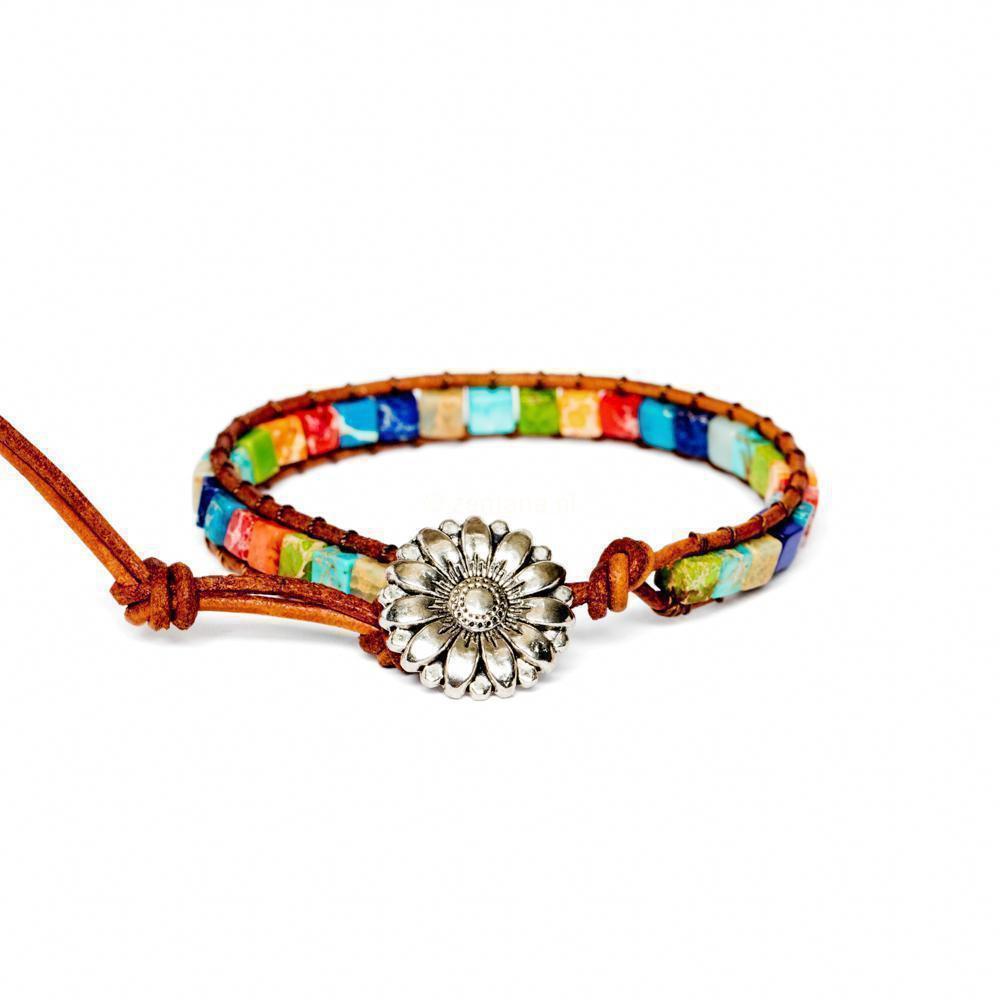 Bohemian Chakra Armband - Jaspis Cubes - Overtuiging-Armband jaspis-Zentana
