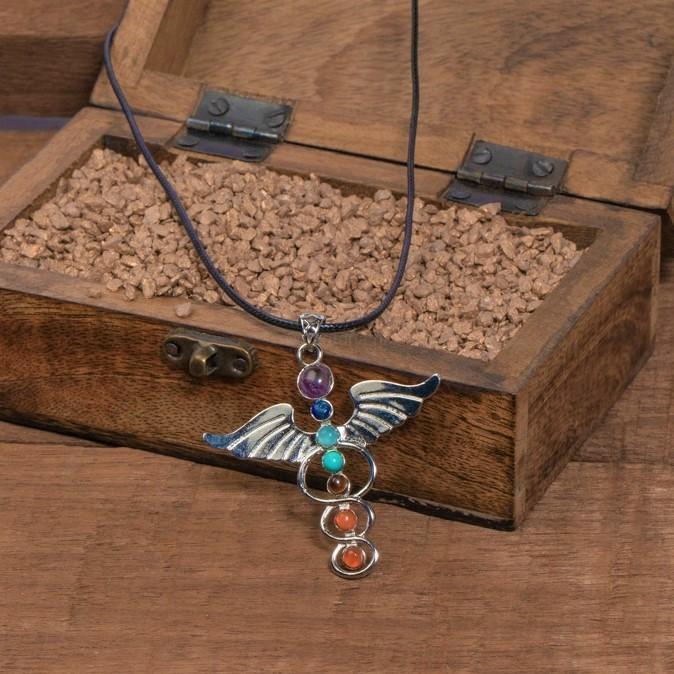 Chakra Edelsteen Ketting - Engel Vleugels 7 Chakra's - Bevrijding-Chakra ketting-Zentana