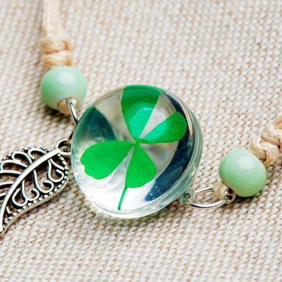 Geluksarmband - Klavertje Vier Geluk - Geblazen Glas-Klavertje vier-Zentana