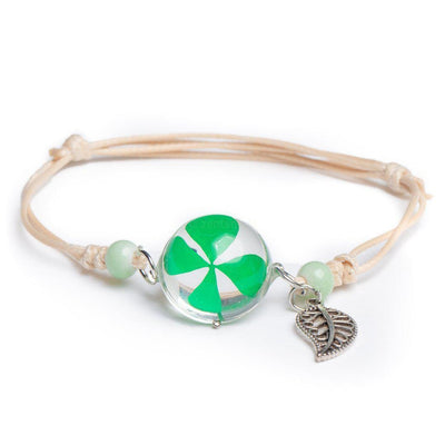 Geluksarmband - Klavertje Vier Geluk - Geblazen Glas-Klavertje vier-Zentana