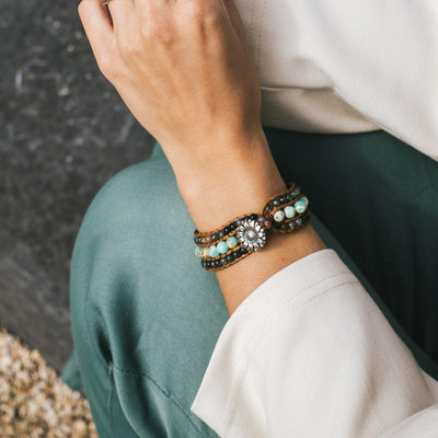 Jaspis & Agaat Armband - Gelaagde Imperial Jaspis & India Agaat - Fantasie-Armband zonnebloem-Zentana