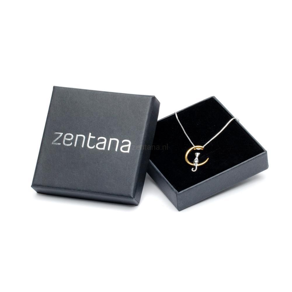 Kat Maan Ketting - 30% Zilver - 2 Stijlen-Ketting-Zilver-Zentana