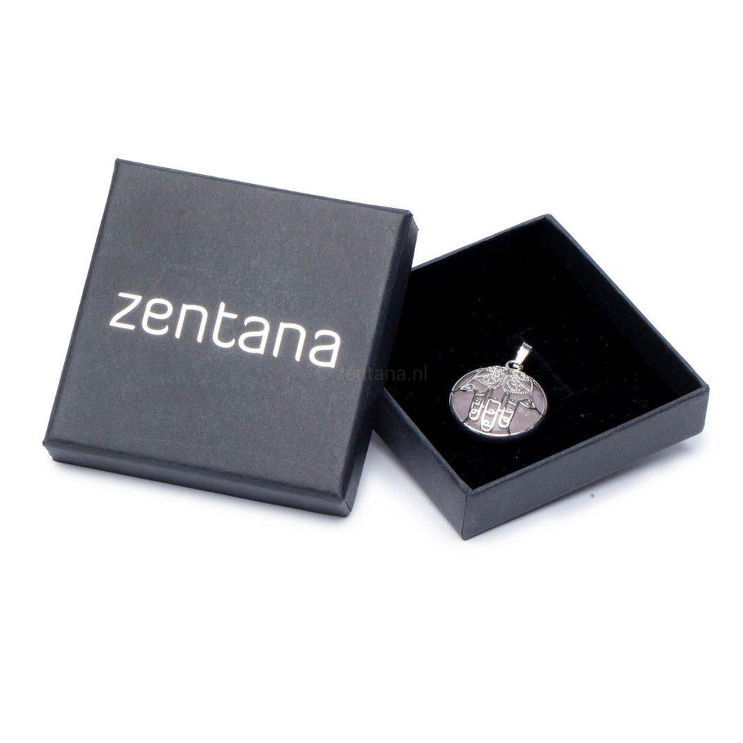 Ketting Hanger - Hamsa Gelukshandje - Rozenkwarts Edelsteen - Geluk-Hamsa hanger rozenkwarts-Zentana