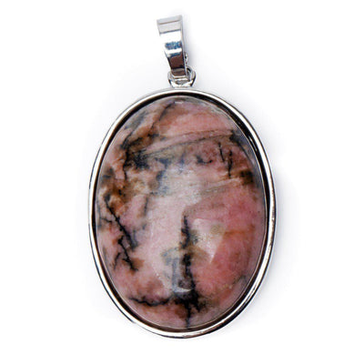 Ketting Hanger - Ovaal Geslepen Rhodoniet Hanger - Edelsteen Bedeltje - Compassie-Ovale hanger rhodoniet-Zentana