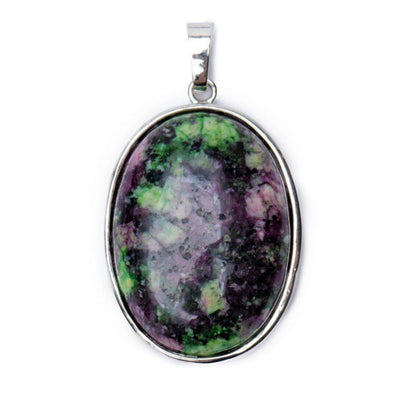 Ketting Hanger - Ovaal Geslepen Zoisiet Robijn Hanger - Edelsteen Bedeltje - Positiviteit-Ovale hanger robijn-Zentana