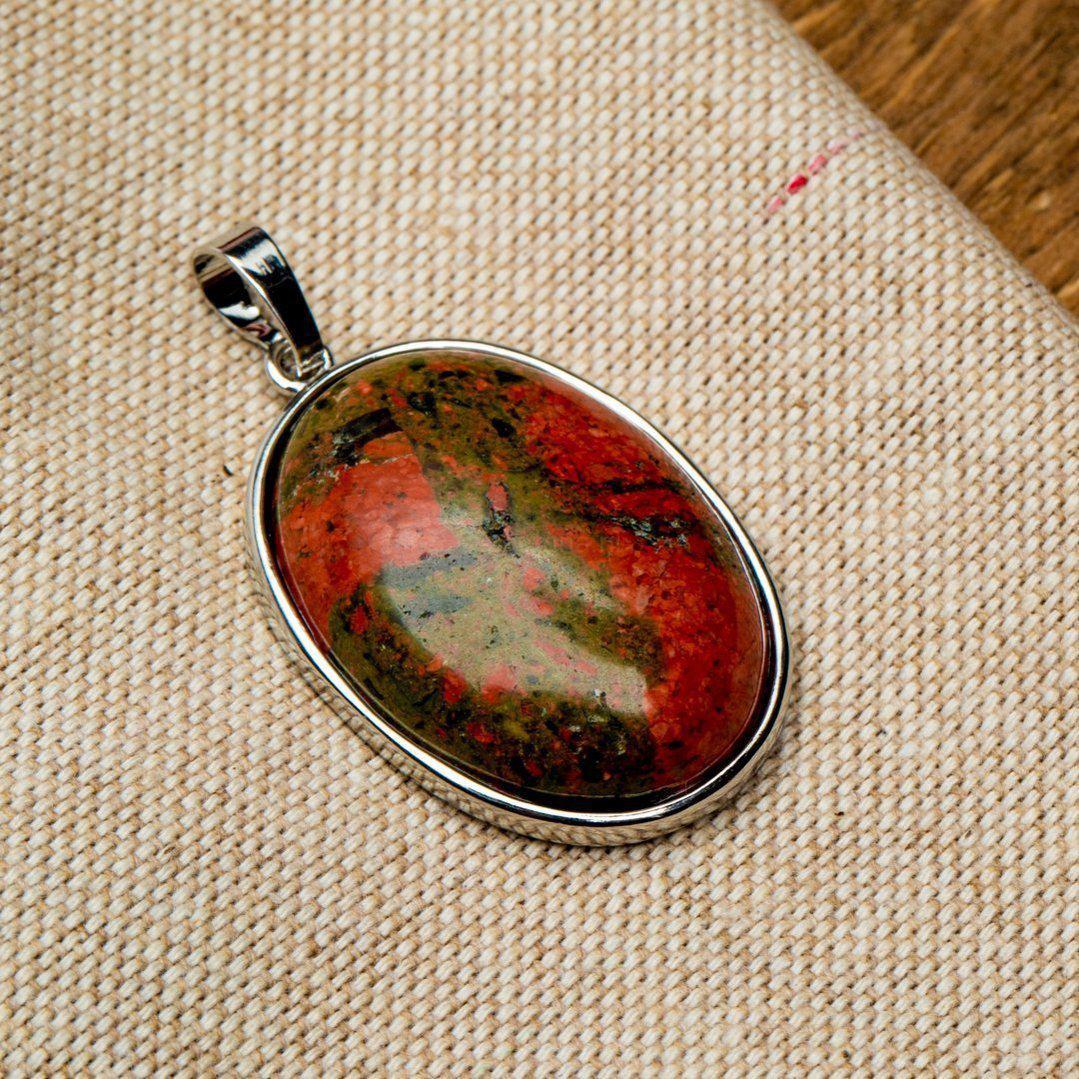 Ketting Hanger - Ovale Unakiet Hanger - Edelsteen Bedeltje - Zelfvertrouwen-Ovale hanger unakiet-Zentana