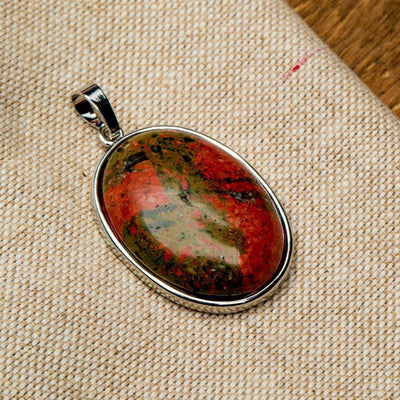 Ketting Hanger - Ovale Unakiet Hanger - Edelsteen Bedeltje - Zelfvertrouwen-Ovale hanger unakiet-Zentana