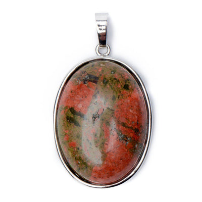 Ketting Hanger - Ovale Unakiet Hanger - Edelsteen Bedeltje - Zelfvertrouwen-Ovale hanger unakiet-Zentana