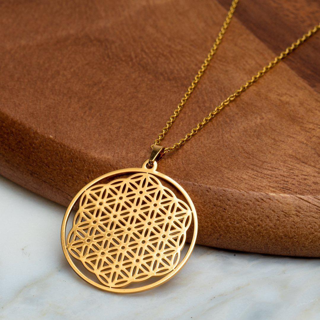 Ketting Levensbloem - Goudkleurige Halsketting - Sieraad Bloem Des Levens - Verbinding-Ketting levensbloem-Zentana