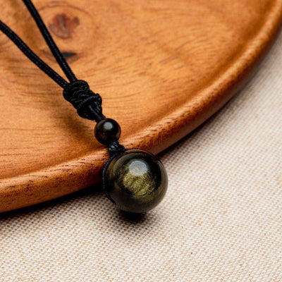 Obsidiaan Ketting - Goud Zilver Obsidiaan - Doorgronding-Obsidiaan ketting-Zentana