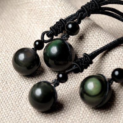 Obsidiaan Ketting - Zwarte Regenboog - Doorgronding-Ketting-Zwart-16mm Steen-Zentana