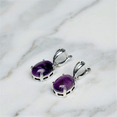 Oorhangers Amethist - Oorbellen Edelsteen - Cabuchon - Intuïtie-Oorhangers amethist-Zentana