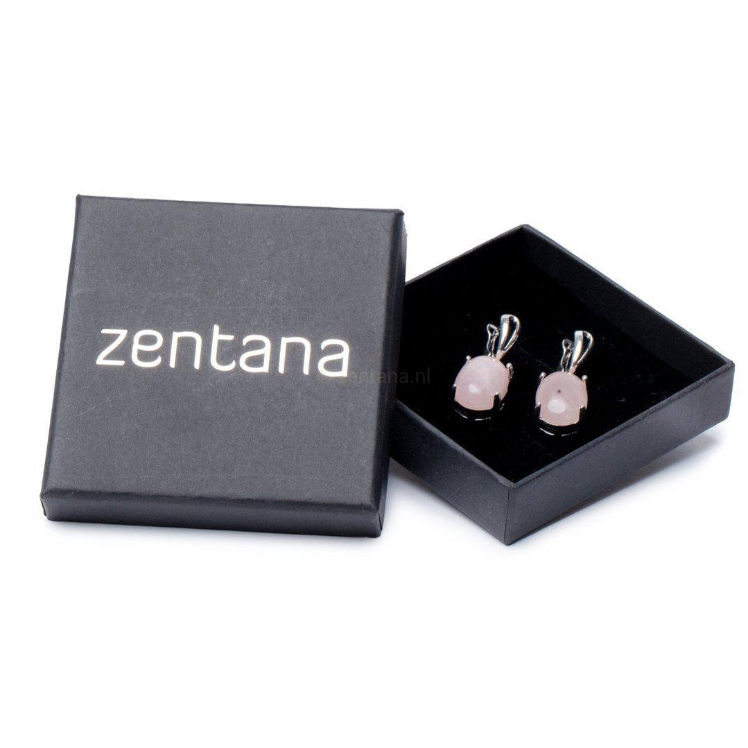 Oorhangers Rozenkwarts - Oorbellen Edelsteen - Cabuchon - Liefdessteen-Oorhangers rozenkwarts-Zentana