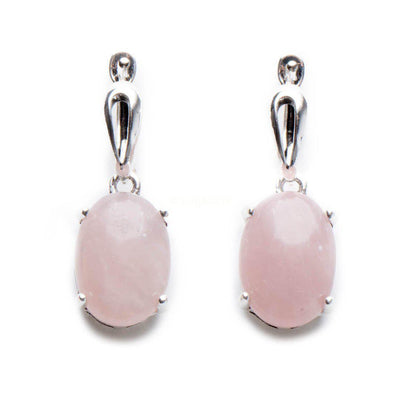 Oorhangers Rozenkwarts - Oorbellen Edelsteen - Cabuchon - Liefdessteen-Oorhangers rozenkwarts-Zentana
