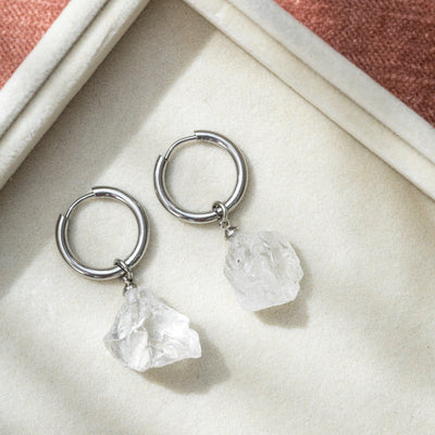 Oorhangers Ruw Bergkristal - Oorringen Edelsteen Hanger - Energiesteen-Oorhangers bergkristal-Zentana