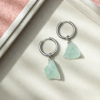 Oorhangers Ruwe Amazoniet - Oorringen Edelsteen Hanger - Evenwicht-Oorhangers amazoniet-Zentana