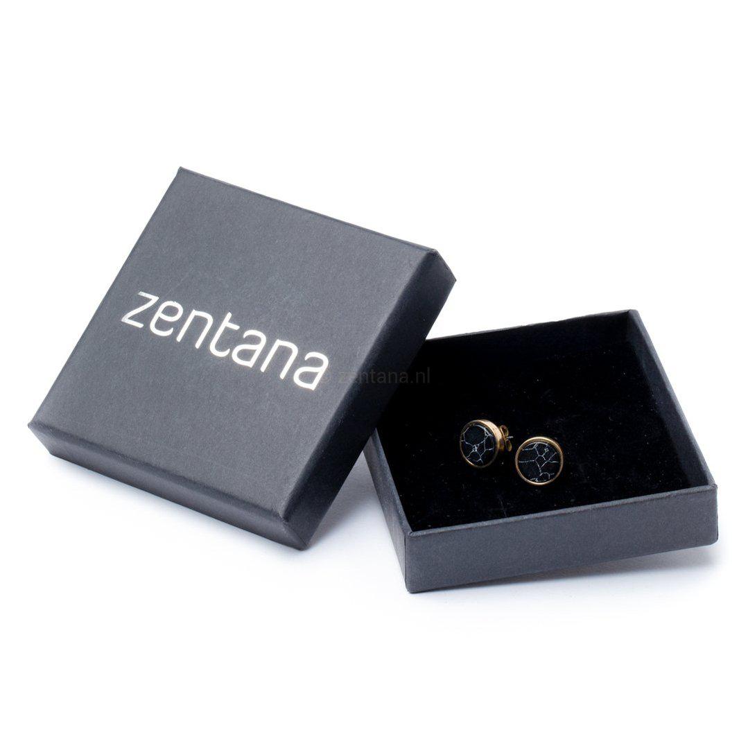 Oorknopjes - Ronde Oorbellen Zwarte Jaspis - Oorstekers Edelsteen - Balans-Oorknopjes jaspis-Zentana