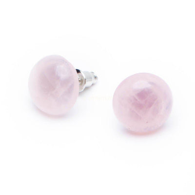 Oorknopjes Rozenkwarts - Ronde Oorbellen - Oorstekers Edelsteen - Zelfliefde-Oorknopjes rozenkwarts-Zentana
