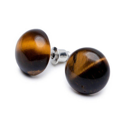 Oorknopjes Tijgeroog - Ronde Oorbellen - Oorstekers Edelsteen - Daadkracht-Oorknopjes tijgeroog-Zentana