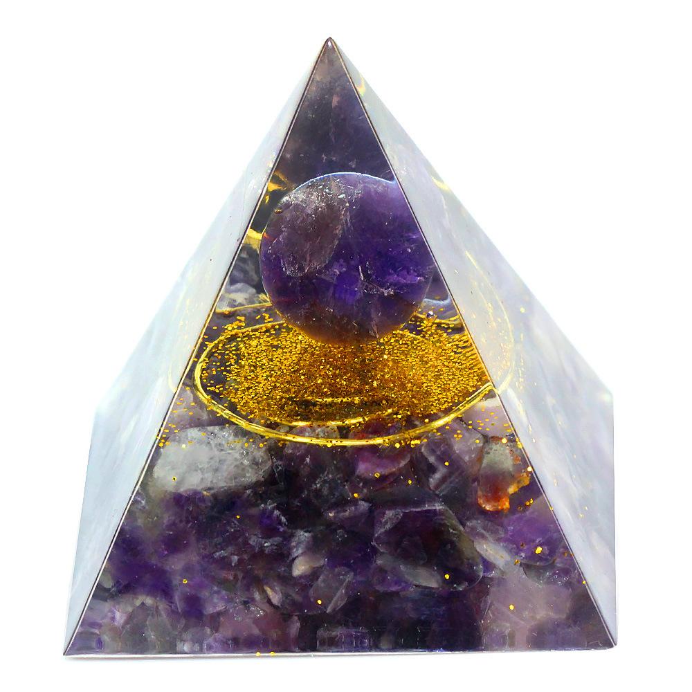 Orgonite Piramide - Amethist Bol & Edelstenen - Edelsteen Orgonite Planeet--Zentana
