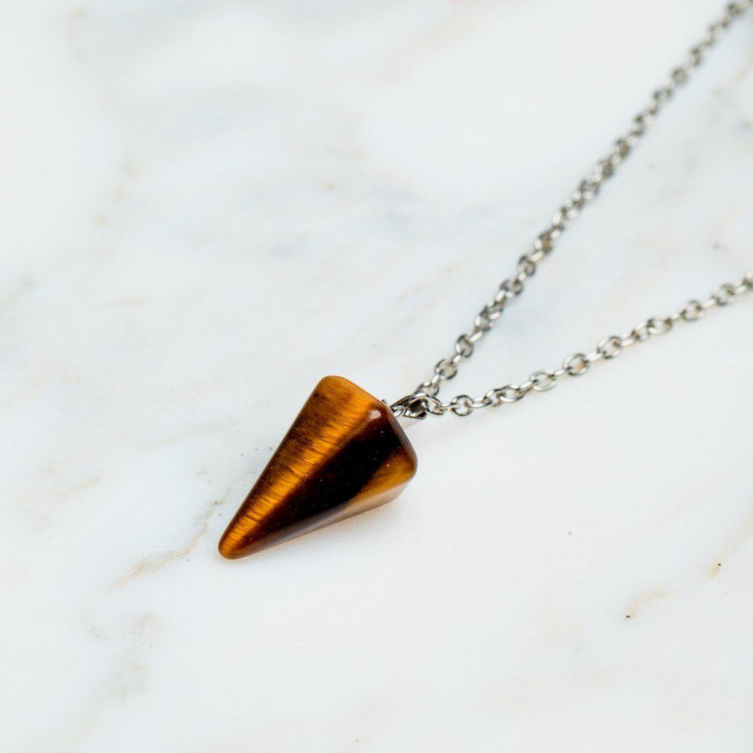 Pendelketting - Tijgeroog Pendel - Ketting & Edelsteen Hanger - Inzicht-Pendel ketting tijgeroog-Zentana