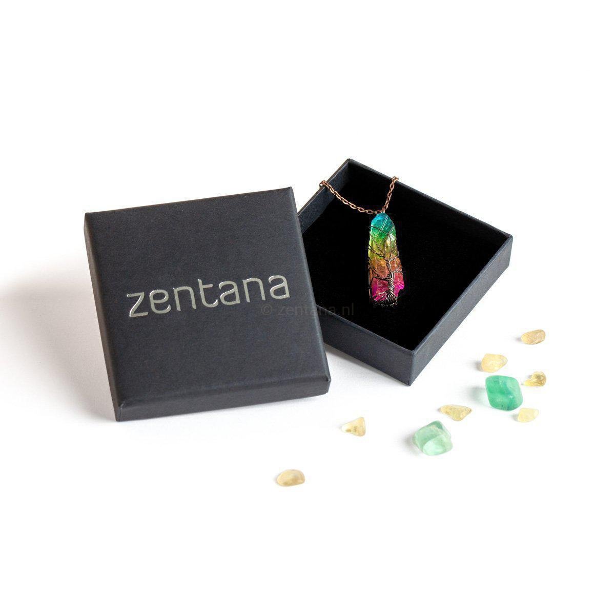 Regenboog Chakra Kwarts Ketting - Levensboom-Regenboog kwarts ketting-Zentana