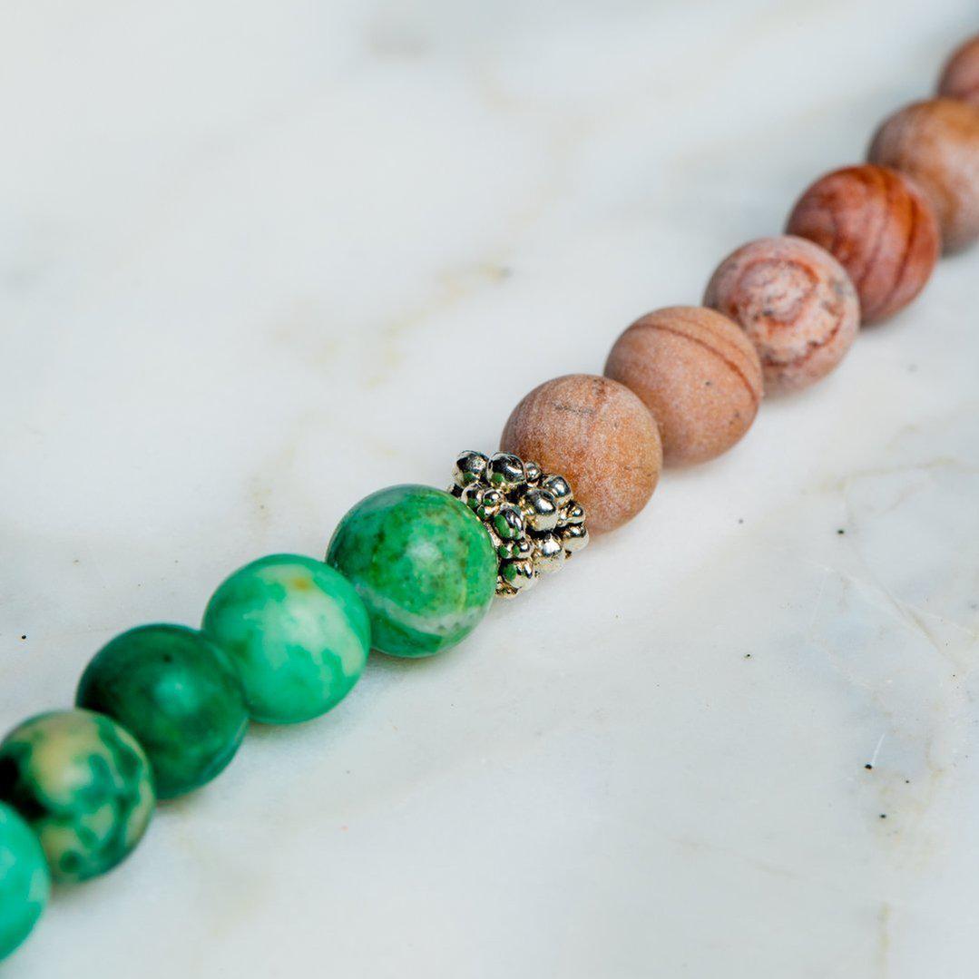 Set van 2 - Mala + Armband - Handgemaakte Ketting & Armband - Rhodochrosiet - Geluk-Mala ketting + armband-Zentana