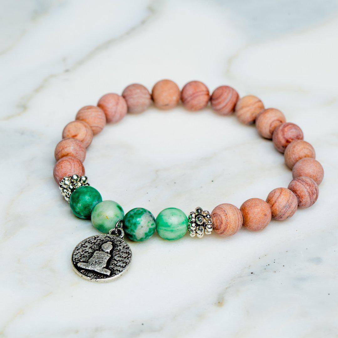 Set van 2 - Mala + Armband - Handgemaakte Ketting & Armband - Rhodochrosiet - Geluk-Mala ketting + armband-Zentana