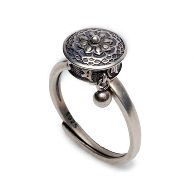 Tibetaanse Lotus Mandala Ring - 925 sterling zilver - Gebedsmolen - Geluksring-Ring Mandala-Zentana