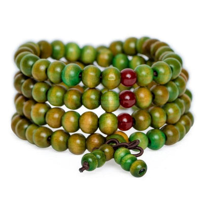 Tibetaanse Mala - Sandelhout - Mosgroen-Tibetaanse mala-Zentana